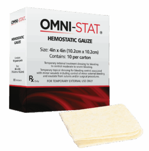 Carton of OMNI-STAT Hemostatic Gauce 4x4 in pads
