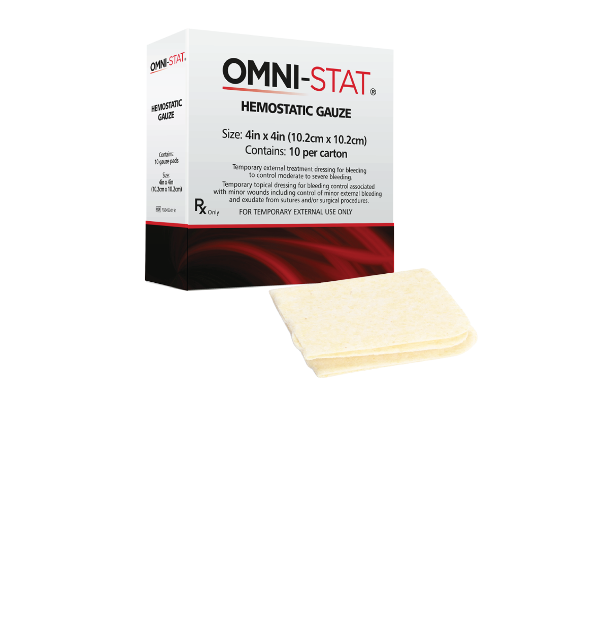 Carton of OMNI-STAT Hemostatic Gauce 4x4 in pads
